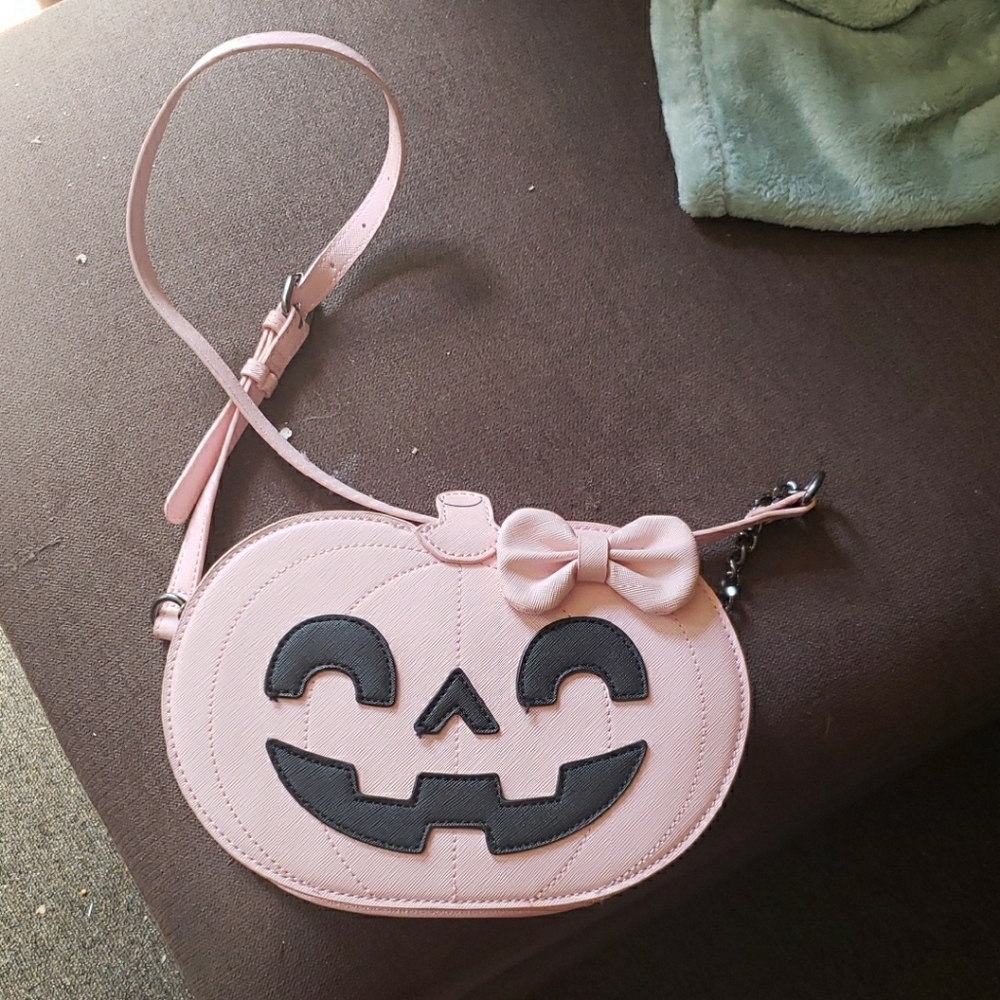 Pink and Black Pumpkin Face Halloween Bag